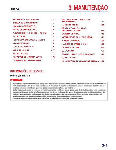 Honda 03-maintenance  Honda Motorcycles honda_xr250_tornado_2001_service_manual 03-maintenance.pdf