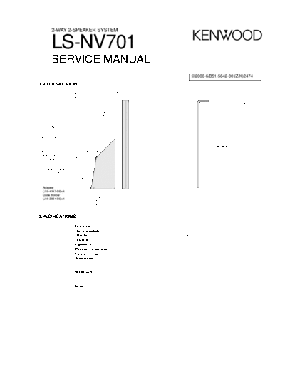 Kenwood LS-NV701  Kenwood 2 Way 2 Speaker System 2 Way 2 Speaker System Kenwood LS-NV701 LS-NV701.pdf