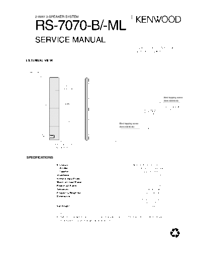 Kenwood CS-7070B 2  Kenwood 2 Way 3 Speaker System 2 Way 3 Speaker System Kenwood CS-7070B CS-7070B 2.pdf