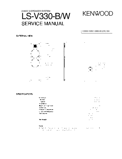 Kenwood LS-V330B  Kenwood 2 Way 3 Speaker System 2 Way 3 Speaker System Kenwood LS-V330B LS-V330B.pdf