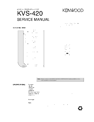 Kenwood KVS-420  Kenwood 4 Way 4 Speaker System 4 Way 4 Speaker System Kenwood KVS-420 KVS-420.pdf