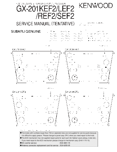 Kenwood B53-0087-00-TXT  Kenwood 6 CD Cassette Heater Control Receiver Car 6 CD Cassette Heater Control Receiver Car Kenwood GX-201KEF2 & LEF2 B53-0087-00-TXT.pdf