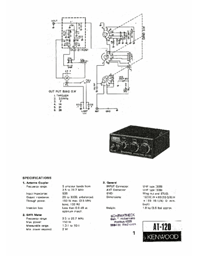 Kenwood AT-120 Schematic  Kenwood Antenna Tuner Antenna Tuner Kenwood AT-120 AT-120_Schematic.pdf