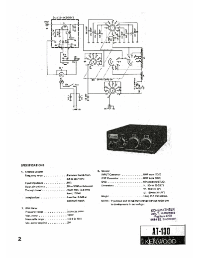 Kenwood AT-130 Schematic  Kenwood Antenna Tuner Antenna Tuner Kenwood AT-130 AT-130_Schematic.pdf