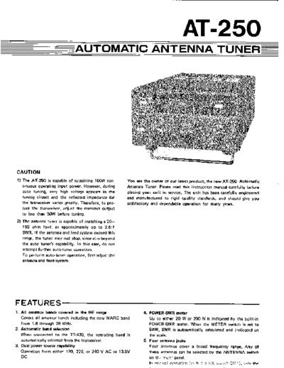 Kenwood AT-250 Manual  Kenwood Antenna Tuner Antenna Tuner Kenwood AT-250 AT-250_Manual.pdf