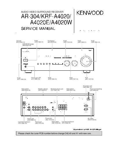 Kenwood AR-304 & KRF-A4020  Kenwood Audio Video Surround Receiver Audio Video Surround Receiver Kenwood AR-304 & KRF-A4020 AR-304 & KRF-A4020.pdf
