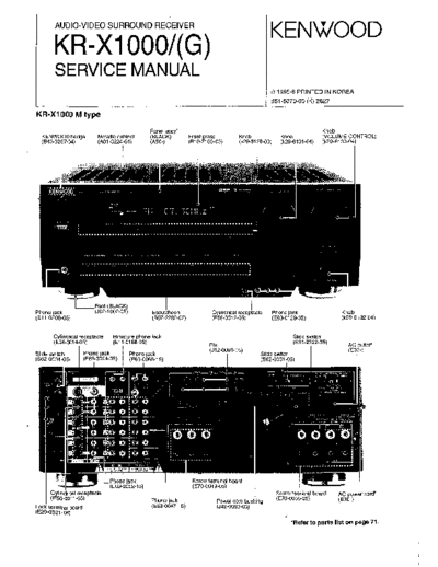 Kenwood KR-X1000, G  Kenwood Audio Video Surround Receiver Audio Video Surround Receiver Kenwood KR-X1000 KENWOOD KR-X1000, G.pdf