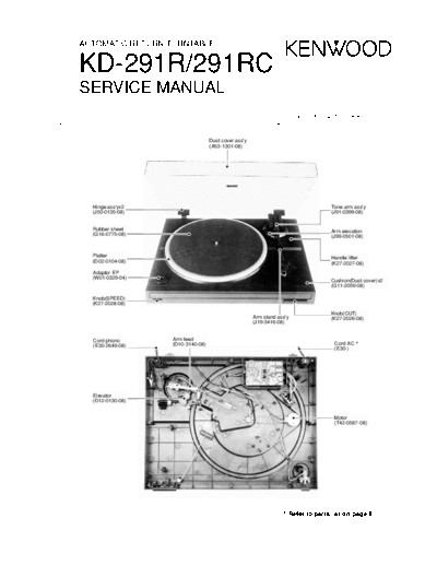 Kenwood KD-291R & 291RC  Kenwood Automatic Return Turntable Automatic Return Turntable Kenwood KD-291R & 291RC KD-291R & 291RC.pdf