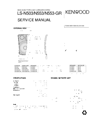 Kenwood LS-N503 & N553 & N553  Kenwood Book Shelf Type 3 Way 3 Speaker System Book Shelf Type 3 Way 3 Speaker System Kenwood LS-N503 & N553 & N553 LS-N503 & N553 & N553.pdf