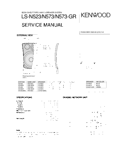 Kenwood LS-N523 & N573 & N573  Kenwood Book Shelf Type 3 Way 3 Speaker System Book Shelf Type 3 Way 3 Speaker System Kenwood LS-N523 & N573 & N573 LS-N523 & N573 & N573.pdf