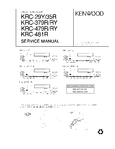 Kenwood KRC-29Y & KRC-379R & KRC-479R  Kenwood Cassette Receiver Car Cassette Receiver Car Kenwood KRC-29Y & KRC-379R & KRC-479R KRC-29Y & KRC-379R & KRC-479R.pdf
