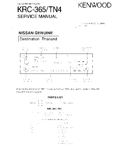 Kenwood KRC-365 & TN4  Kenwood Cassette Receiver Car Cassette Receiver Car Kenwood KRC-365 & TN4 KRC-365 & TN4.pdf