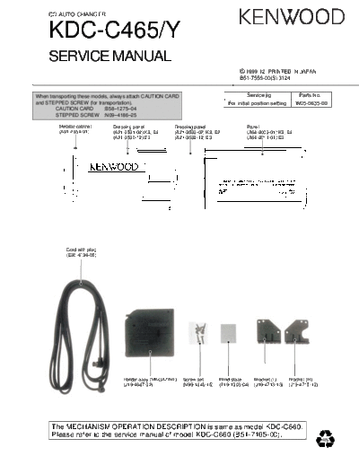 Kenwood KDC-C465Y  Kenwood CD Auto Changer Car CD Auto Changer Car Kenwood KDC-C465Y KDC-C465Y.pdf
