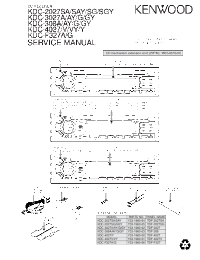 Kenwood B53-0104-00  Kenwood CD Receiver Car CD Receiver Car Kenwood KDC-2027SA & KDC-3027A & KDC-308A B53-0104-00.pdf