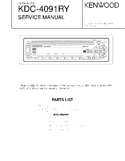 Kenwood KDC-4091RY  Kenwood CD Receiver Car CD Receiver Car Kenwood KDC-4091RY KDC-4091RY.pdf