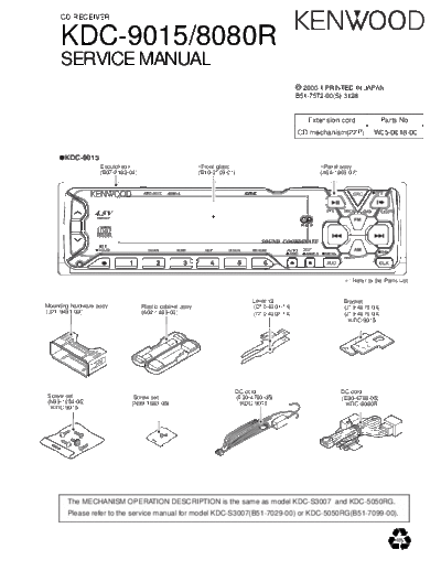 Kenwood KDC-9015 & 8080R  Kenwood CD Receiver Car CD Receiver Car Kenwood KDC-9015 & 8080R KDC-9015 & 8080R.pdf
