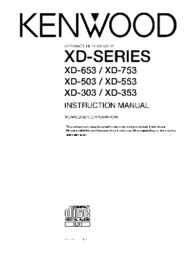 Kenwood XD-653 & XD-753 & XD-503  Kenwood Compact HiFi System Compact Hi-Fi System Kenwood XD-653 & XD-753 & XD-503 XD-653 & XD-753 & XD-503.pdf