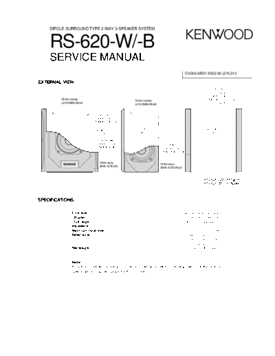 Kenwood RS-620W  Kenwood Dipole Surround Type 2 Way 3 Speaker System Dipole Surround Type 2 Way 3 Speaker System Kenwood RS-620W RS-620W.pdf