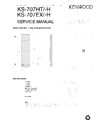 Kenwood KS-707HT & KS-707EX  Kenwood Front Center Surround Back Speaker System Front Center Surround Back Speaker System Kenwood KS-707HT & KS-707EX KS-707HT & KS-707EX.pdf