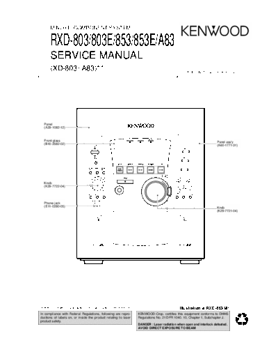 Kenwood RXD-803 & 803E & 853  Kenwood Mini HiFi Component System Mini HiFi Component System Kenwood RXD-803 & 803E & 853 RXD-803 & 803E & 853.pdf