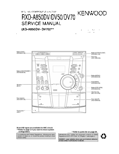 Kenwood RXD-A850DV & DV50 & DV70  Kenwood Mini HiFi Component System Mini HiFi Component System Kenwood RXD-A850DV & DV50 & DV70 RXD-A850DV & DV50 & DV70.pdf