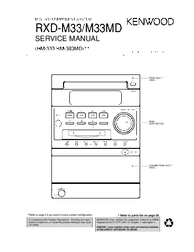 Kenwood RXD-M33 & M33MD  Kenwood Mini HiFi Component System Mini HiFi Component System Kenwood RXD-M33 & M33MD RXD-M33 & M33MD.pdf