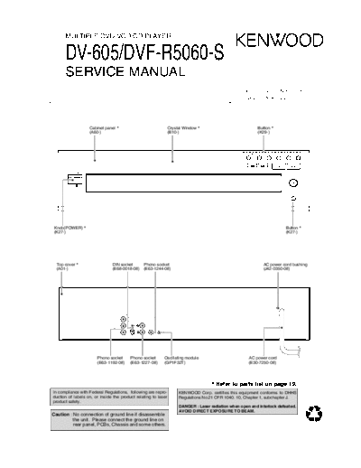Kenwood DV-605 & DVF-R5060S  Kenwood Multiple DVD VCD CD Player Multiple DVD VCD CD Player Kenwood DV-605 & DVF-R5060S DV-605 & DVF-R5060S.pdf
