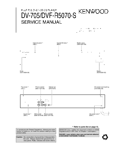 Kenwood DV-705 & DVF-R5070S  Kenwood Multiple DVD VCD CD Player Multiple DVD VCD CD Player Kenwood DV-705 & DVF-R5070S DV-705 & DVF-R5070S.pdf