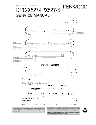 Kenwood DPC-X527  Kenwood Portable CD Player Portable CD Player Kenwood DPC-X527 DPC-X527.pdf