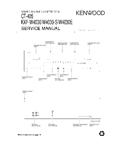 Kenwood CT-405  Kenwood Stereo Double Cassette Deck Stereo Double Cassette Deck Kenwood CT-405 CT-405.pdf
