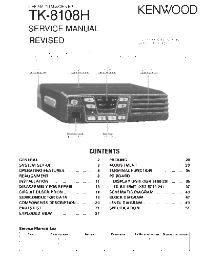 Kenwood TK-8108H(REV)(M)  Kenwood UHF FM Transceiver UHF FM Transceiver Kenwood TK-8108H TK-8108H(REV)(M).pdf