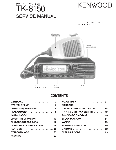 Kenwood B51-8634-00  Kenwood UHF FM Transceiver UHF FM Transceiver Kenwood TK-8150 B51-8634-00.pdf
