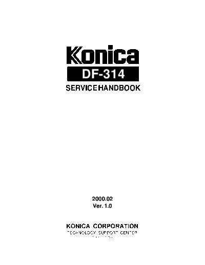 Konica Minolta D314E  Konica Minolta Copiers 7020 SERVICE D314E.PDF