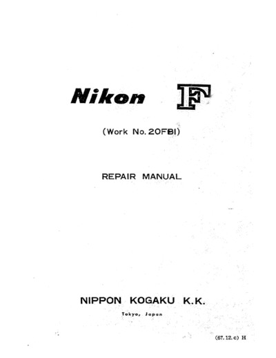 Nikon F Repair manual  Nikon   Nikon F Nikon F Repair manual.pdf