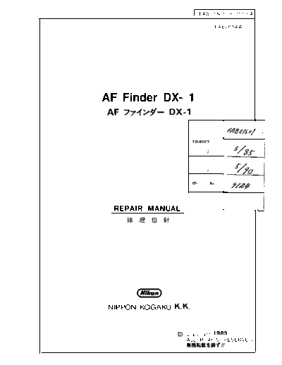 Nikon F3 AF DX1 Manual Repair  Nikon   Nikon F3 Nikon F3 AF DX1 Manual Repair.pdf