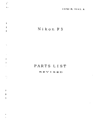 Nikon F3 manual repair - parts list  Nikon   Nikon F3 Nikon F3 manual repair - parts list.pdf