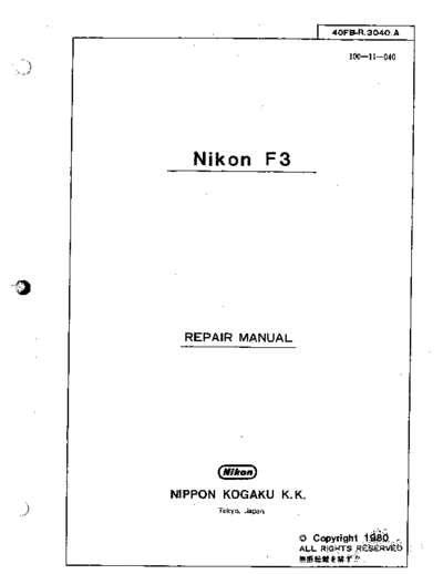 Nikon F3 Manual Repair  Nikon   Nikon F3 Nikon F3 Manual Repair.pdf