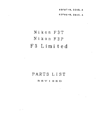 Nikon F3T F3P Repair Manual  - Parts List  Nikon   Nikon F3 Nikon F3T F3P Repair Manual  - Parts List.pdf