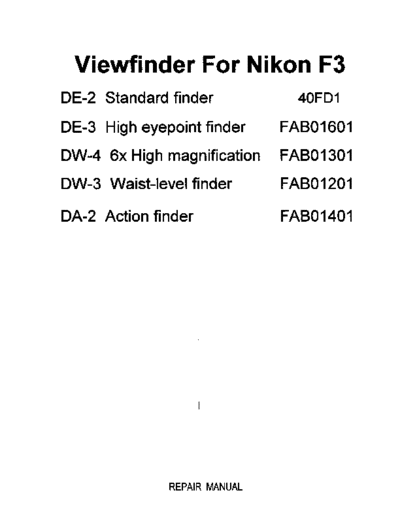 Nikon Manual Repair   F4 Finder  Nikon   Nikon F4 Manual Repair Nikon F4 Finder.pdf