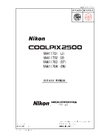 Nikon Coolpix 2500 Repair Manual  Nikon   Nikon Coolpix 2500 Coolpix 2500 Repair Manual Coolpix 2500 Repair Manual.pdf