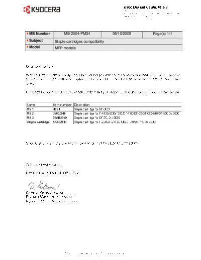 Kyocera PM34 Staple cartridge compatibility  Kyocera Printer _OPTIONS PM34_Staple cartridge compatibility.pdf