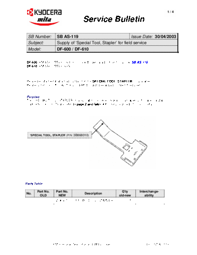 Kyocera AS-119  Kyocera Printer _OPTIONS DF-600 SERVICEBULLETIN AS-119.pdf