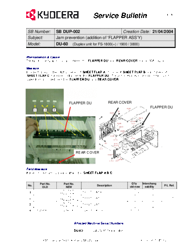 Kyocera DUP-002  Kyocera Printer _OPTIONS DU-60 SERVICEBULLETINS DUP-002.pdf