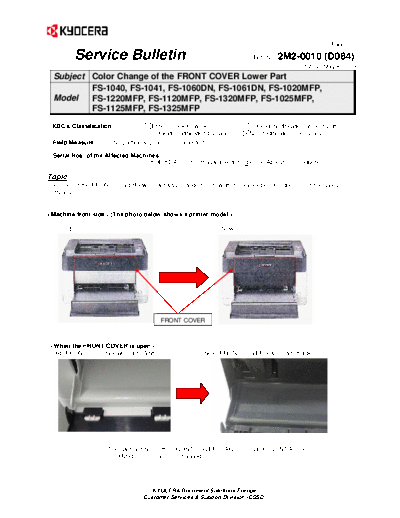 Kyocera SB-2M2-0010-D084  Kyocera Printer FS-1020-1120-1025-1125MFP SERVICEBULLETIN SB-2M2-0010-D084.pdf
