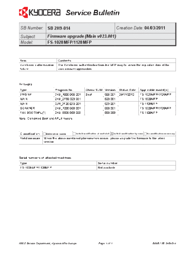 Kyocera 2H9-014  Kyocera Printer FS-1028-1128MFP SERVICEBULLETINS 2H9-014.pdf