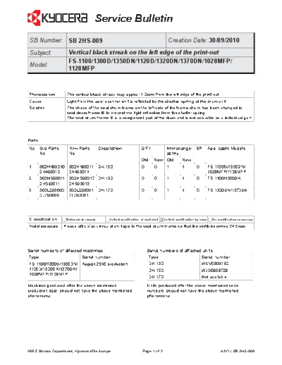 Kyocera 2HS-009  Kyocera Printer FS-1028-1128MFP SERVICEBULLETINS 2HS-009.pdf