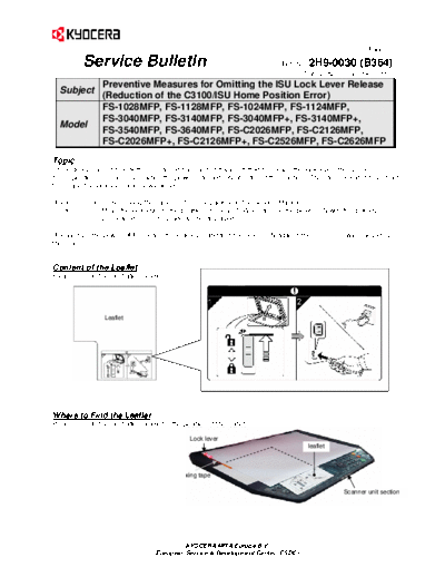 Kyocera SB-2H9-0030-B364  Kyocera Printer FS-1028-1128MFP SERVICEBULLETINS SB-2H9-0030-B364.pdf