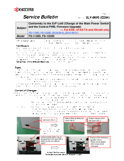 Kyocera SB-2LY-0005-C284 -    Kyocera Printer FS-1120-1320-1370 SERVICEBULLETINS SB-2LY-0005-C284 -  .pdf