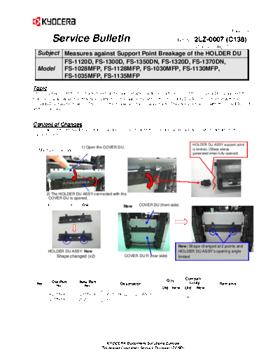 Kyocera SB-2LZ-0007-C138  Kyocera Printer FS-1120-1320-1370 SERVICEBULLETINS SB-2LZ-0007-C138.pdf