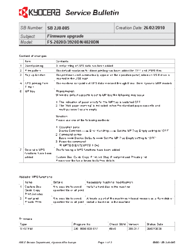 Kyocera 2J0-005  Kyocera Printer FS-2020-3920-4020 SERVICEBULLETINS 2J0-005.pdf